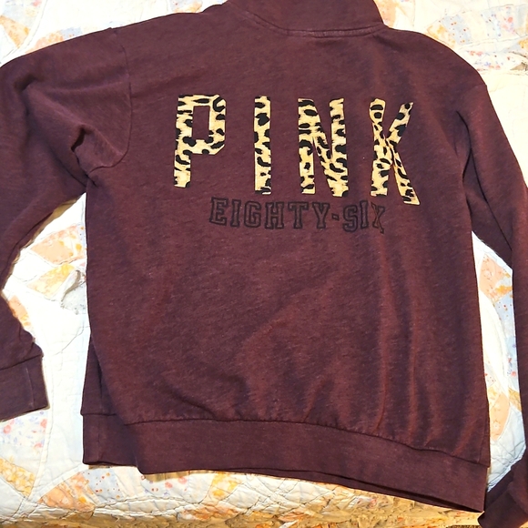 PINK Victoria's Secret Tops - 2013 Victoria secret pink half zip animal print logo